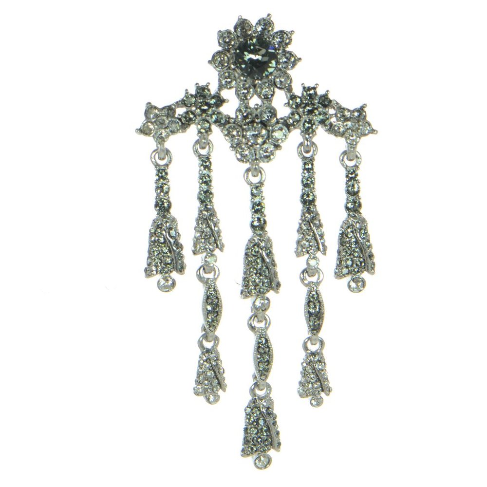 Oscar de la Renta Pave Crystal Flower Pin Brooch